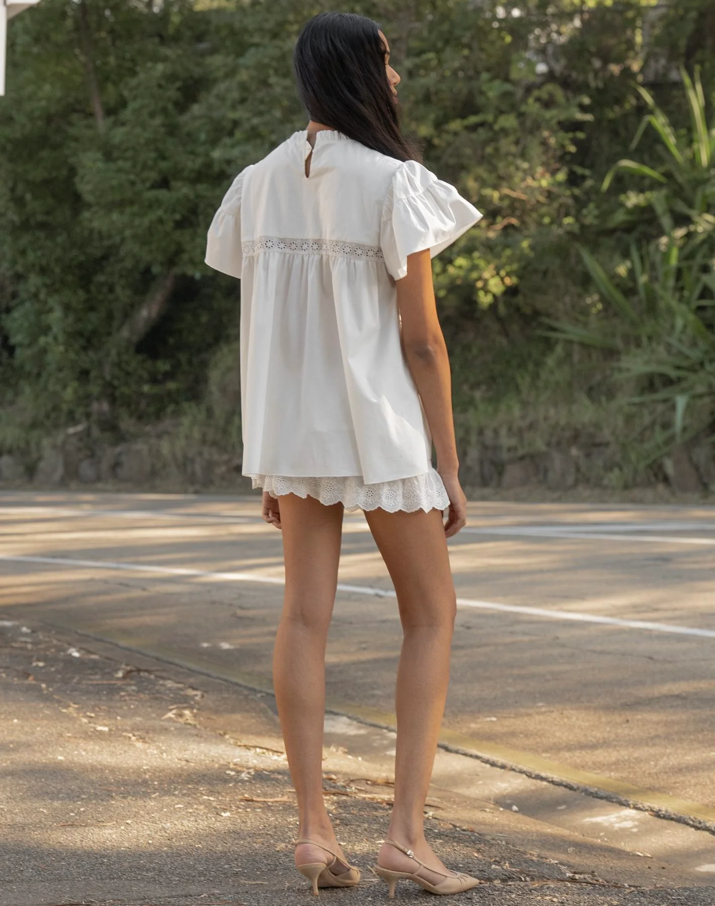 Cap Sleeve Babydoll Blouse - White - Image 6