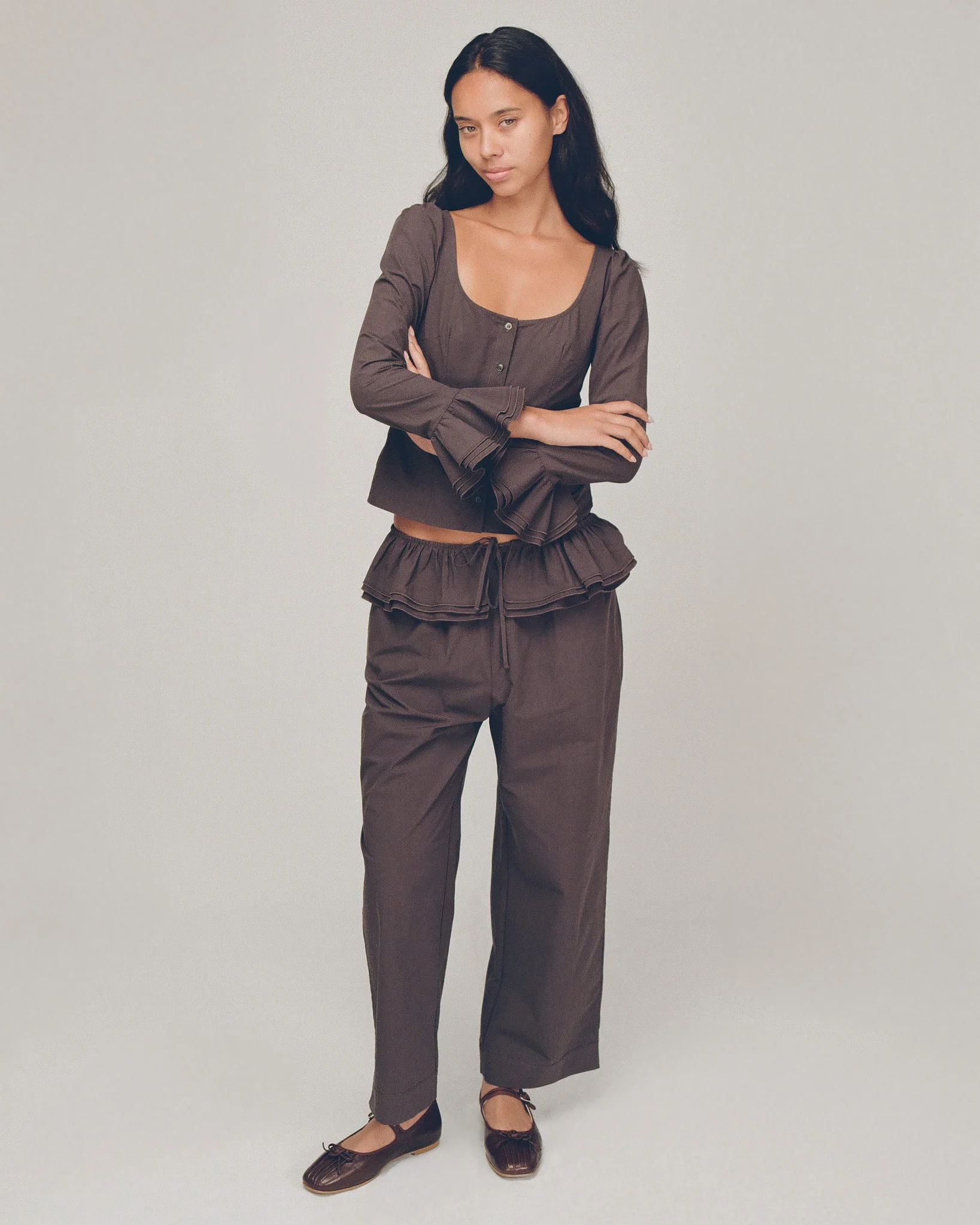 Detachable Ruffle Belt Pant - Shadow - Image 3