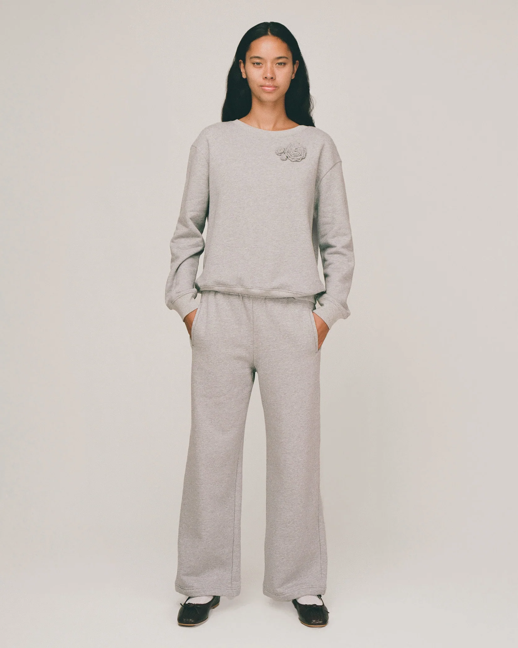 Frill Fleece Lounge Pants - Grey - Image 3