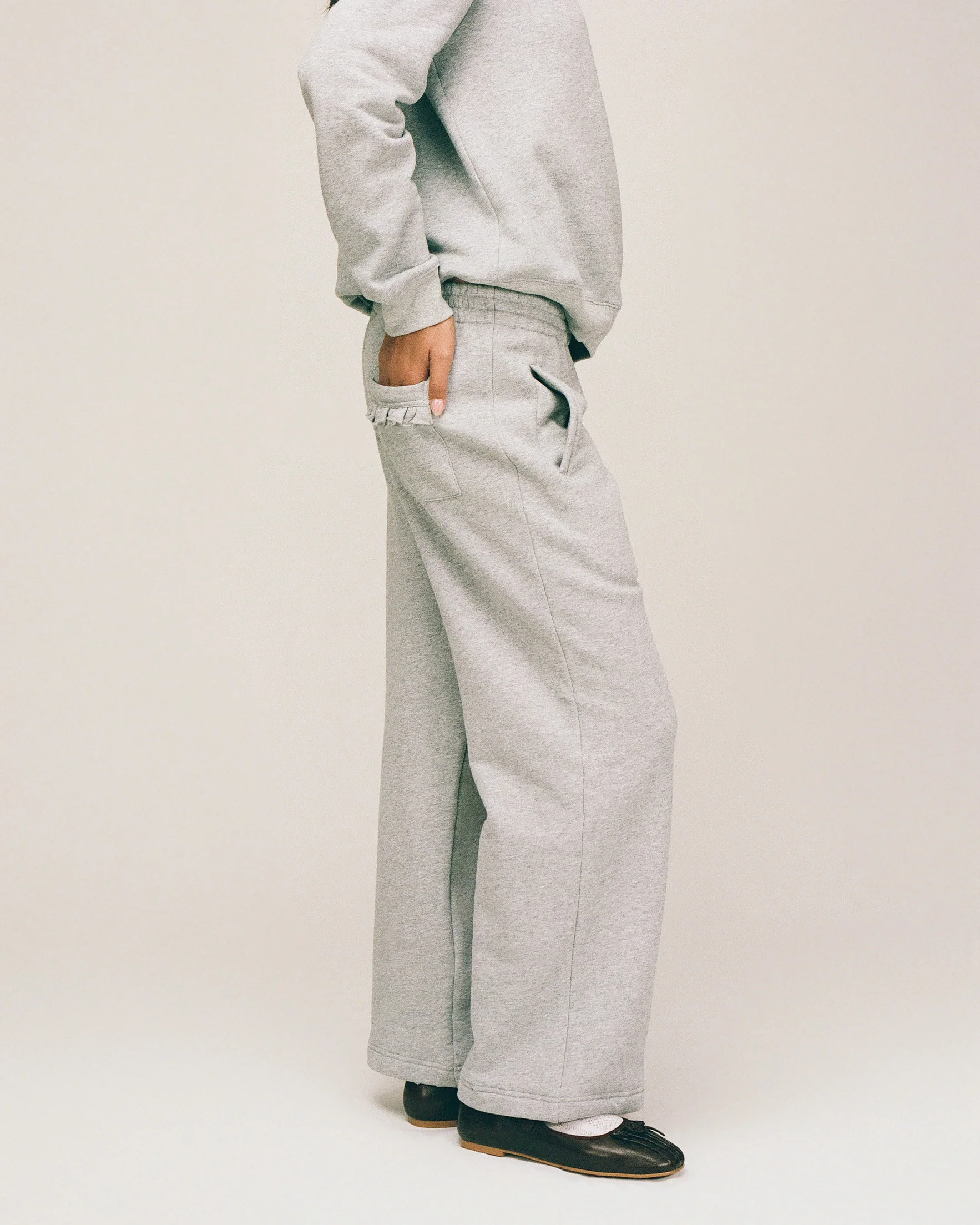 Frill Fleece Lounge Pants - Grey - Image 4