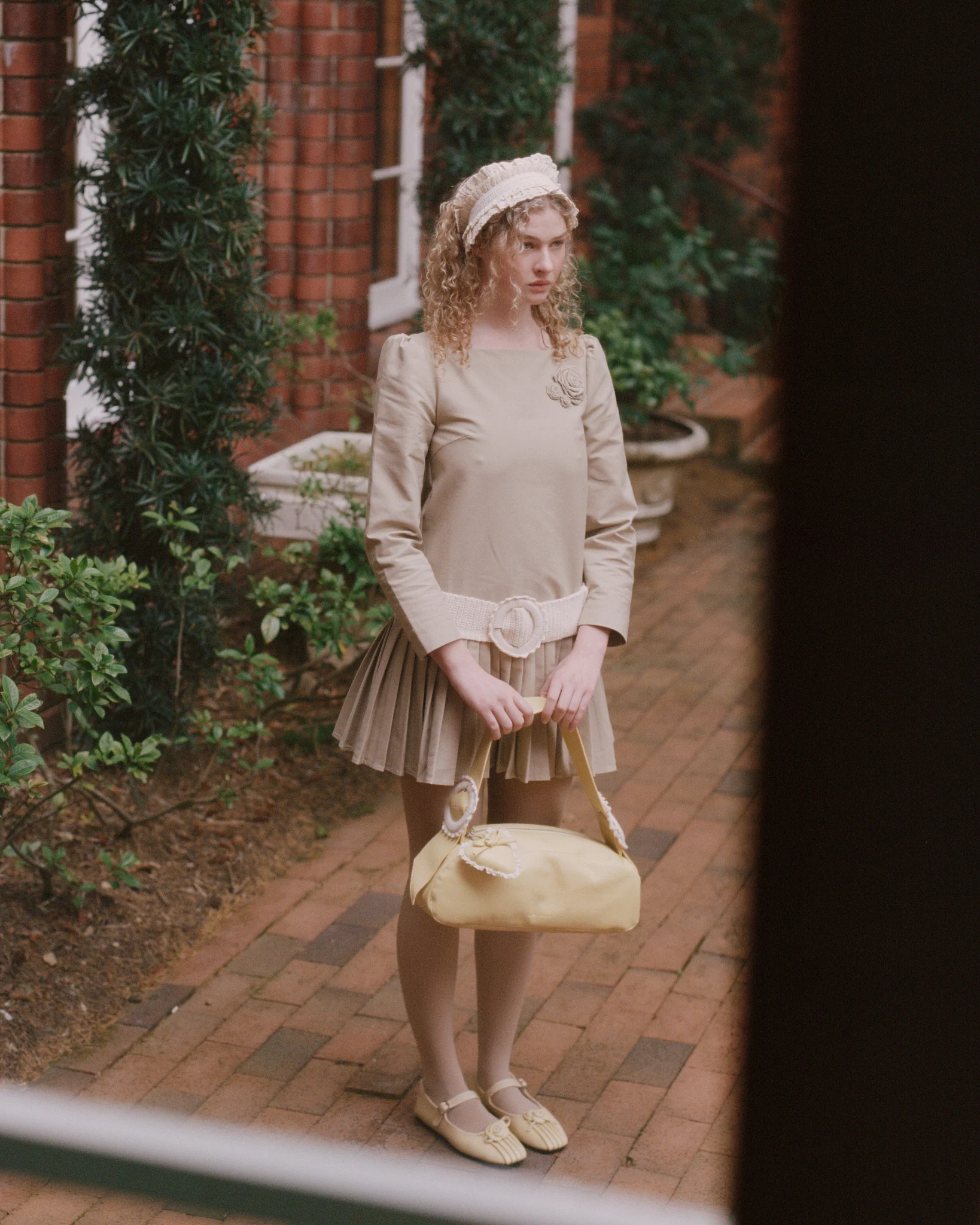 Hand Crochet Buckle Belt - Porcelain - Image 3