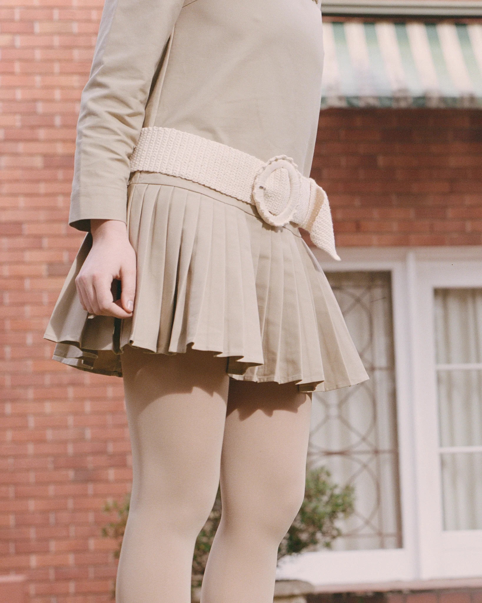 Hand Crochet Buckle Belt - Porcelain - Image 4