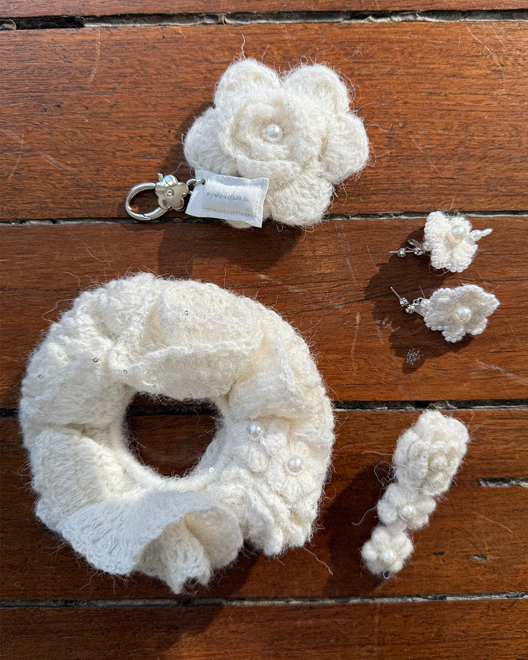 Knit Flower Hair Scrunchie - Image 4