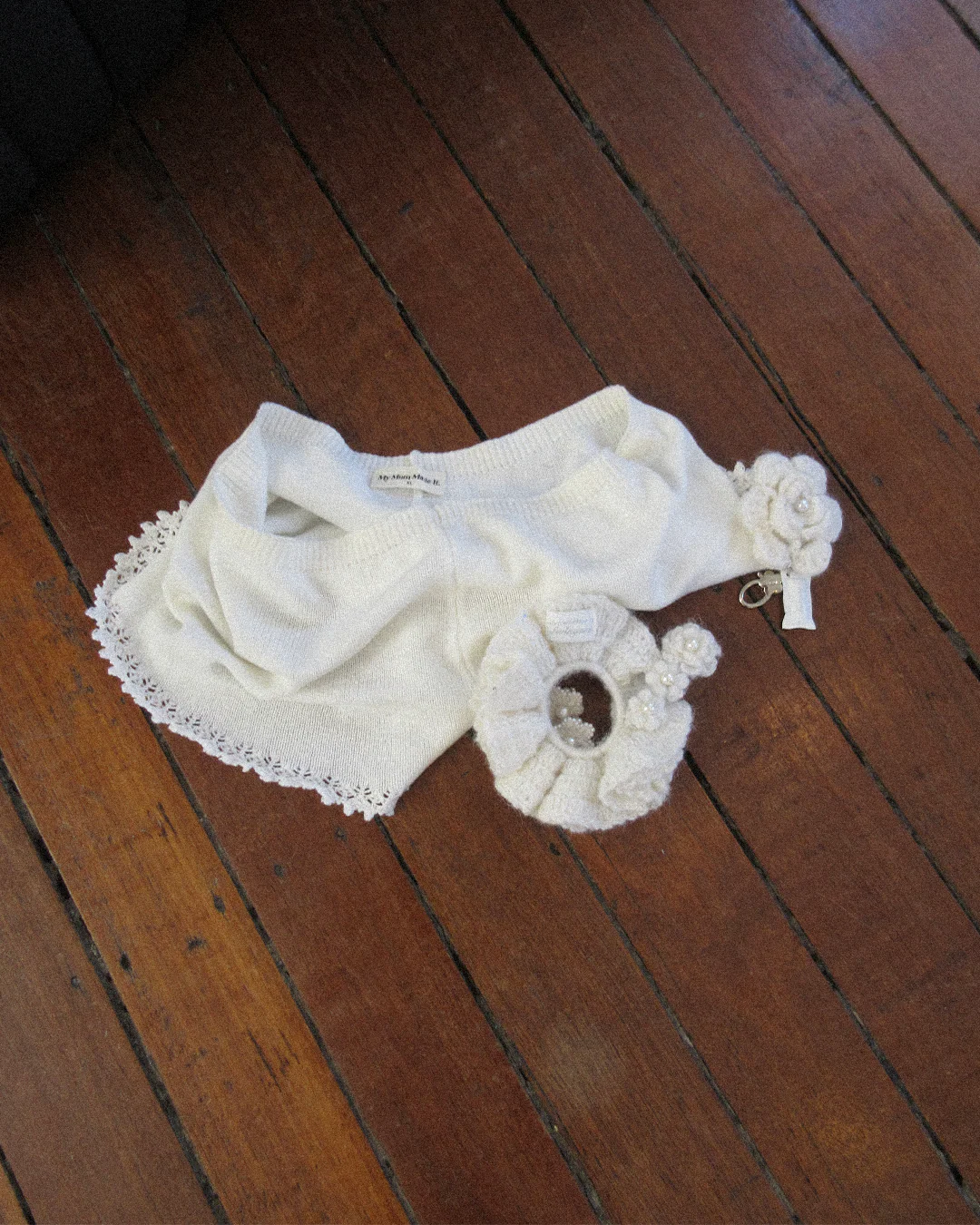 Knit Flower Hair Scrunchie - Image 5