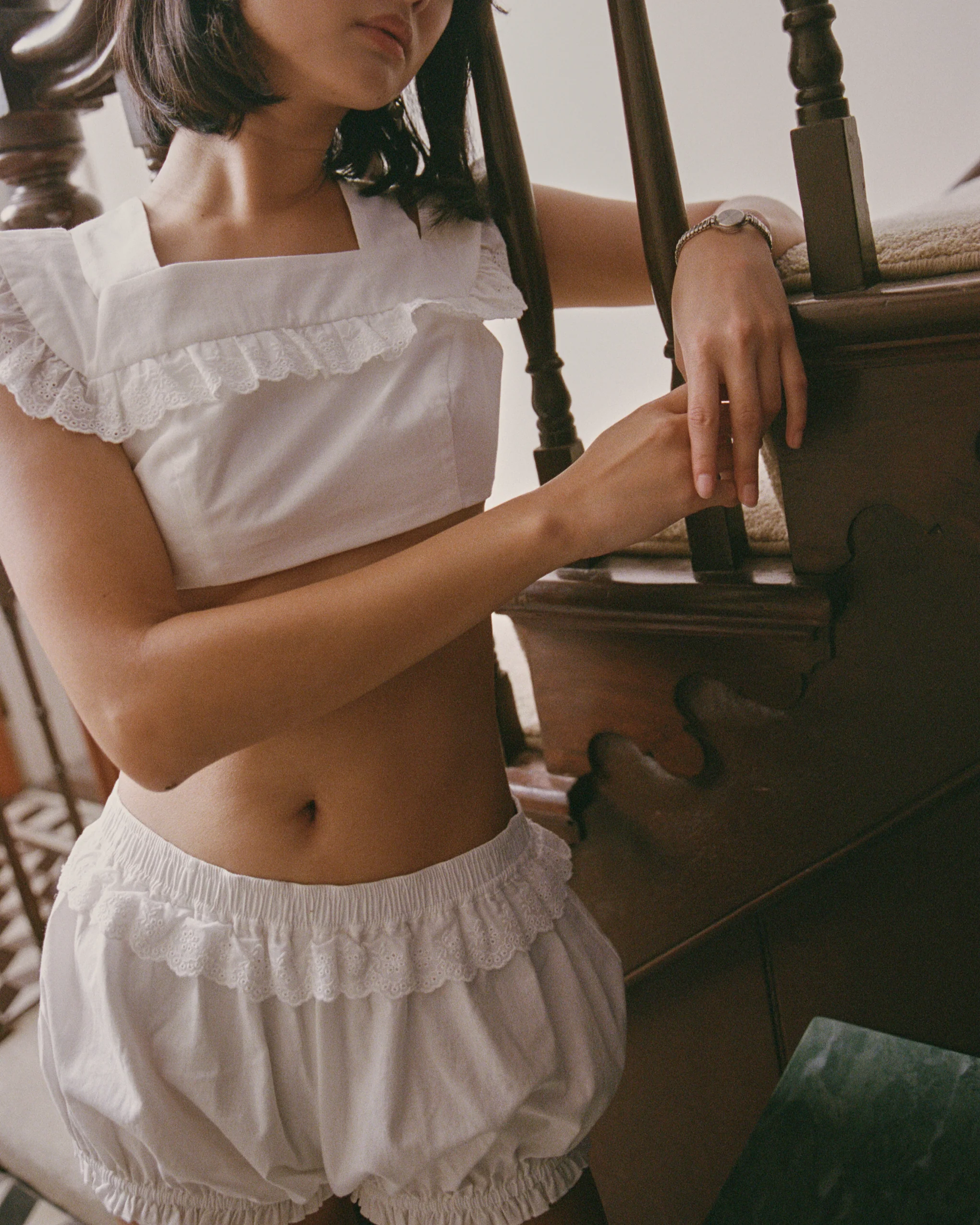 Lace Cut Crop - White - Image 7