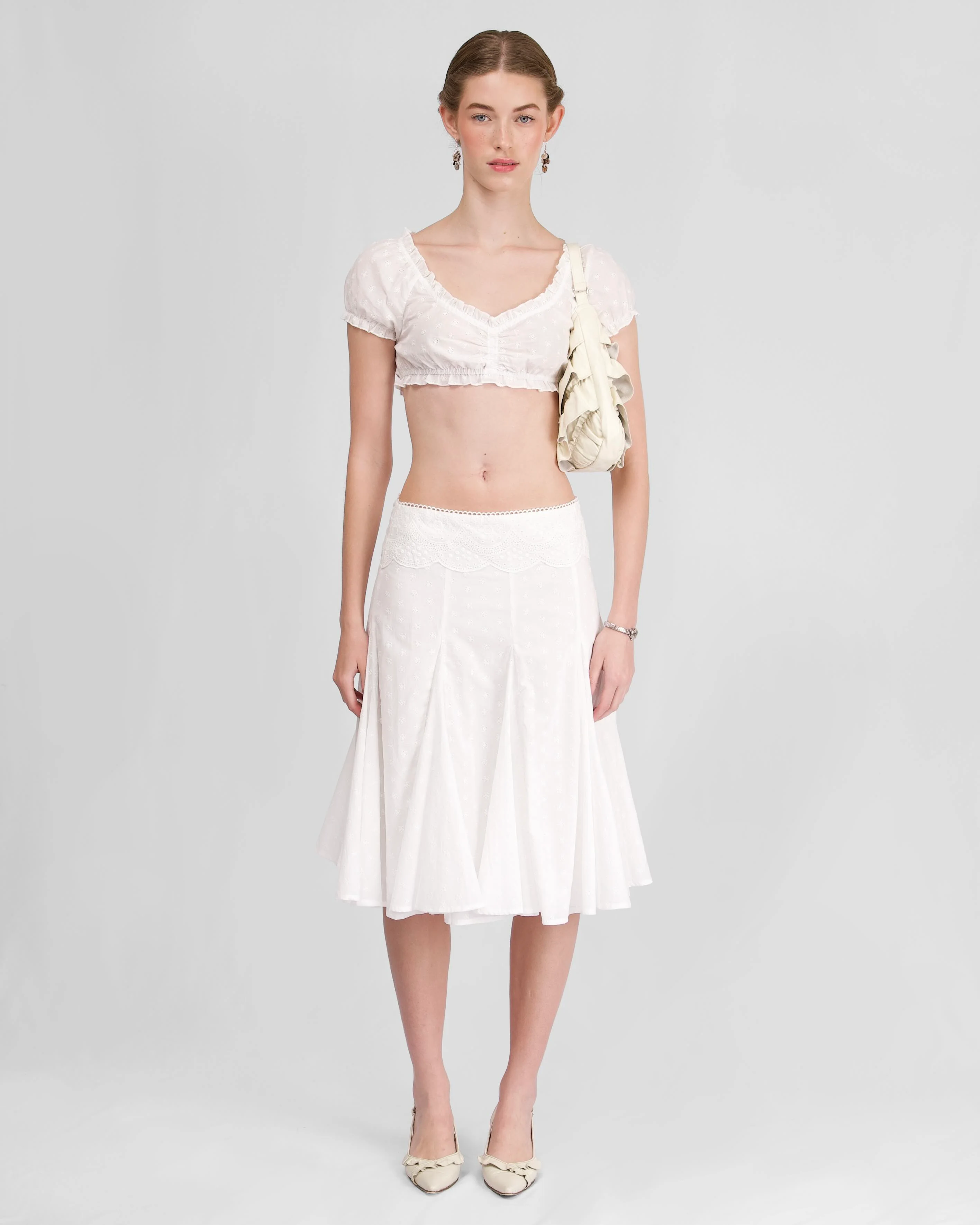 Lace Eyelet Midi Skirt - Image 3