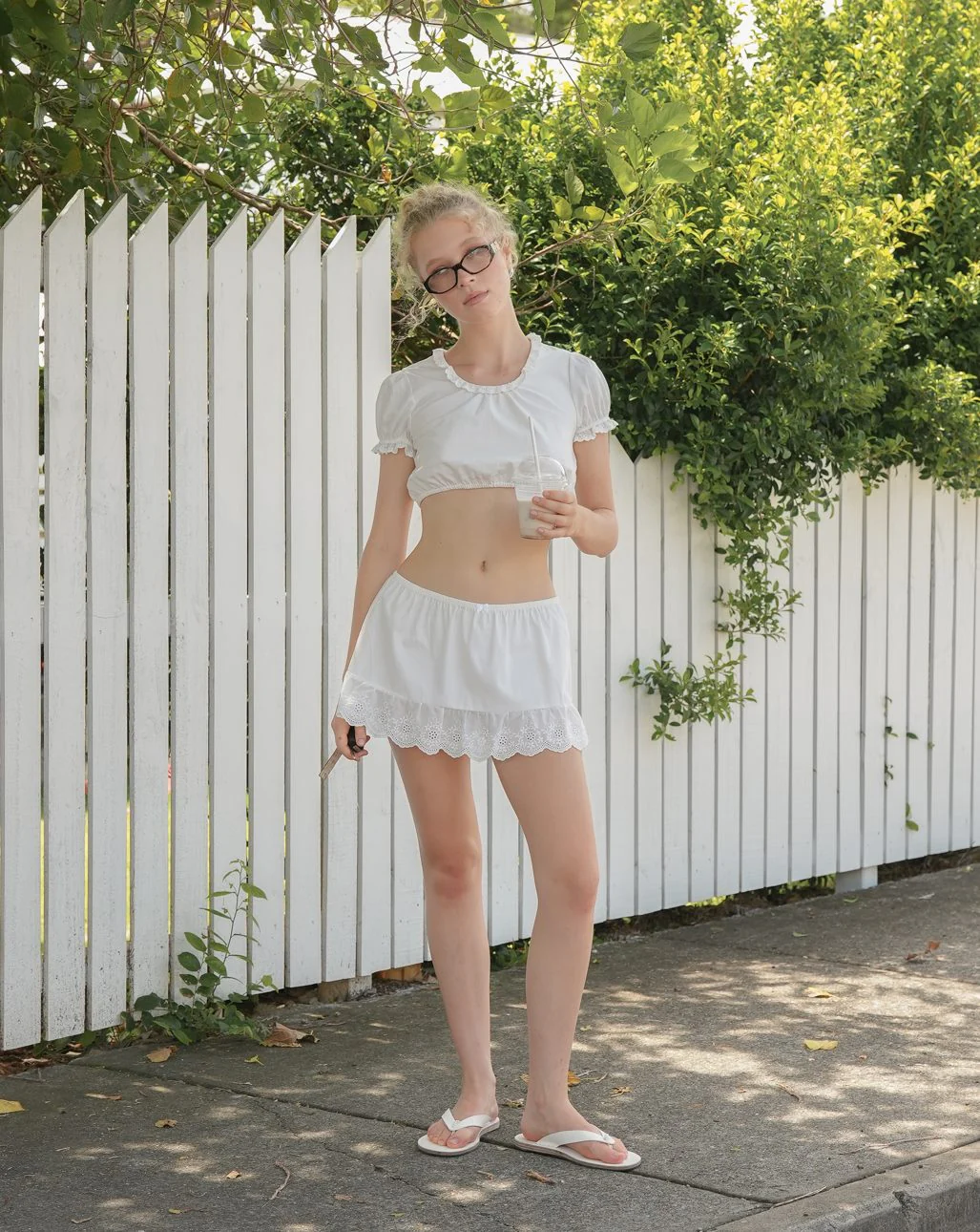 Lace Mini Skirt - White - Image 3