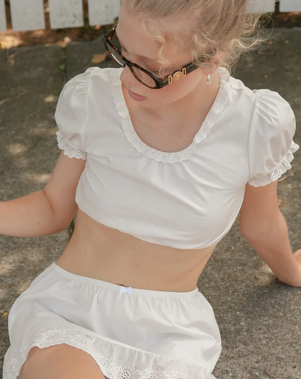 Lace Mini Skirt - White - Image 5