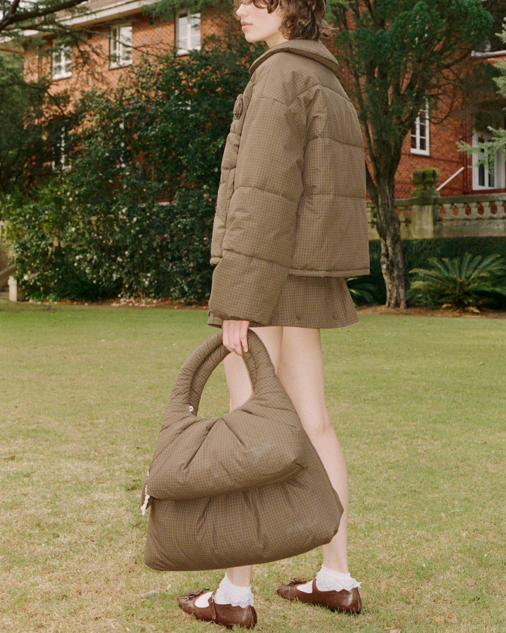 Mini Pleat Puffer Tote - Ivy Check - Image 4