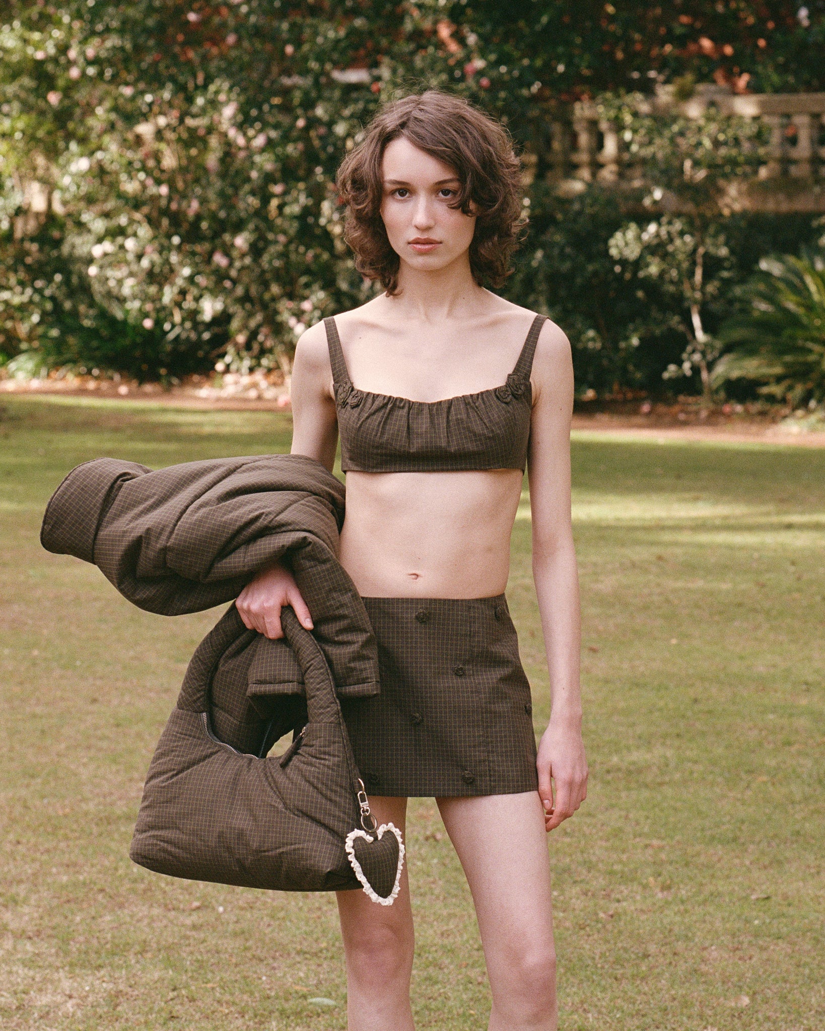 Mini Pleat Puffer Tote - Ivy Check - Image 5