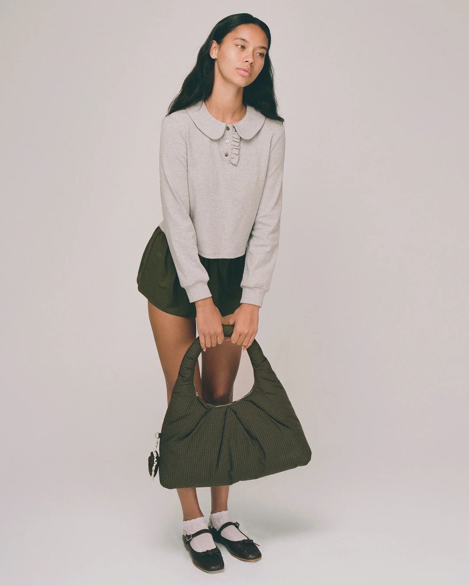 Polo Long Sleeve Top - Grey - Image 3