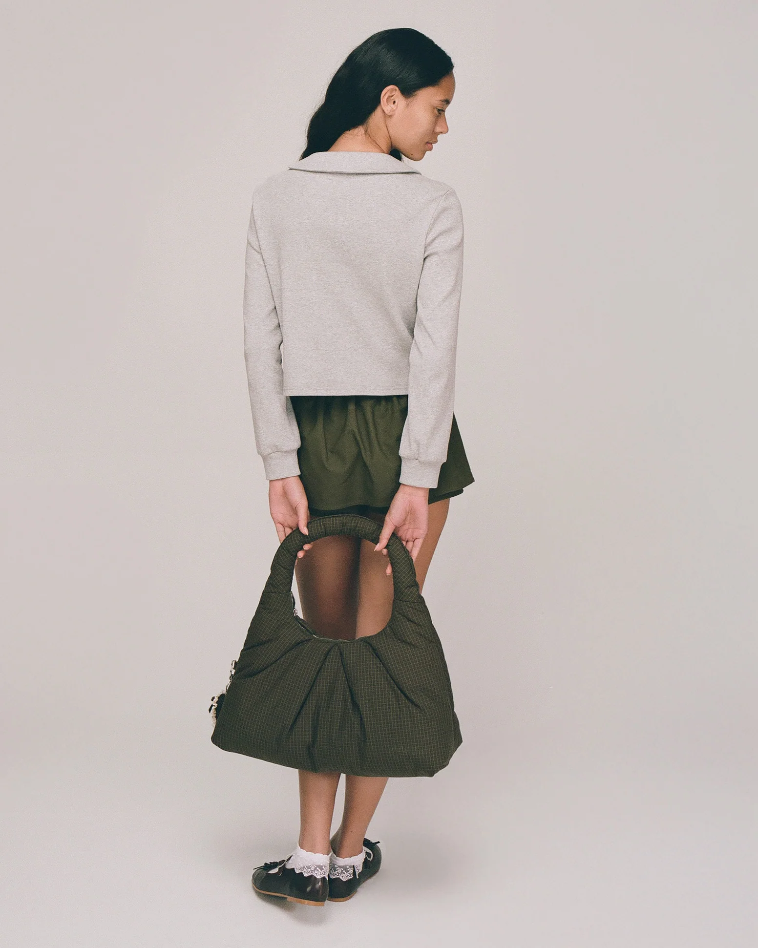 Polo Long Sleeve Top - Grey - Image 5