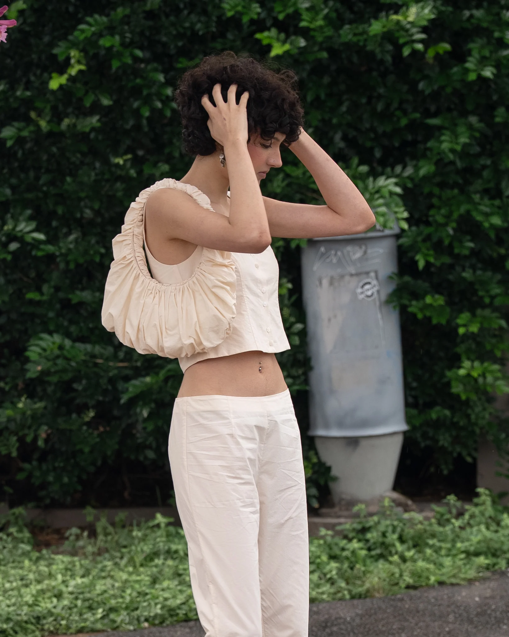 Ruche Shoulder Bag - Bone - Image 6